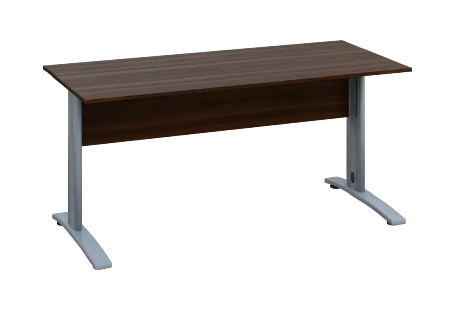 EPK 17 - 16 stůl kancelářský, kovová podnož stříbrná, deska 18 mm, široký 1600 mm, ořech královský